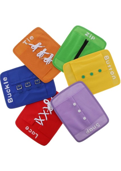 6pcs Çocuklar Zip Düğmesi Bağı Eğitici Oyuncak Öğreniyor (Yurt Dışından)