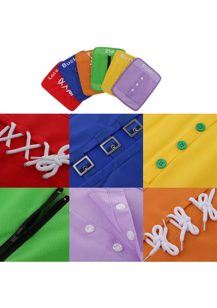 6pcs Çocuklar Zip Düğmesi Bağı Eğitici Oyuncak Öğreniyor (Yurt Dışından)