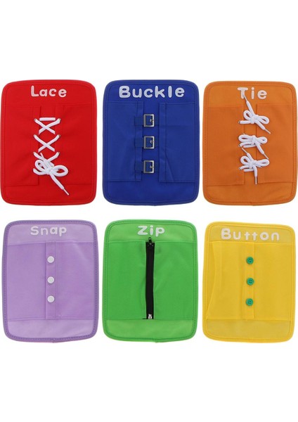 6pcs Çocuklar Zip Düğmesi Bağı Eğitici Oyuncak Öğreniyor (Yurt Dışından)