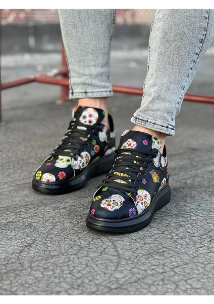 Siyah Desenli Kuru Kafa Boyalı Erkek Casual Ayakkabı 501