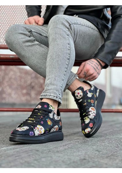 Siyah Desenli Kuru Kafa Boyalı Erkek Casual Ayakkabı 501 fiyatları