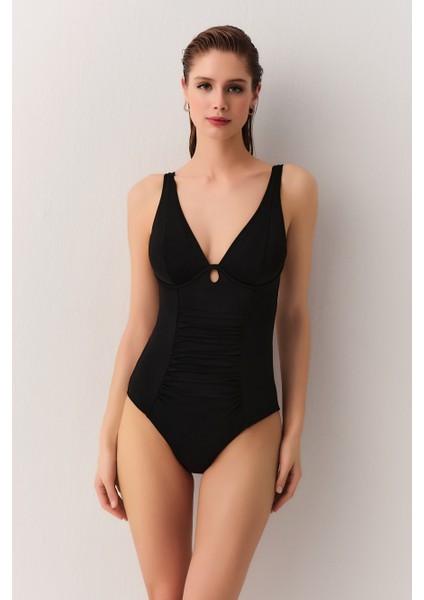 Balenli Drapeli Korseli Toparlayıcı Mayo