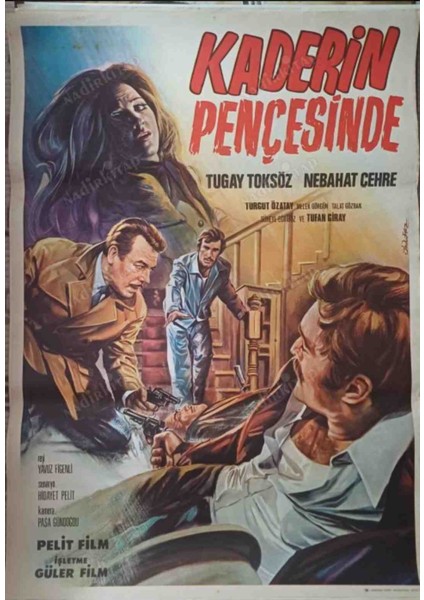 Kaderin Pençesinde 1970 Çizim Film Afişi, Tugay Toksöz, Nebahat Çehre 66×97 cm