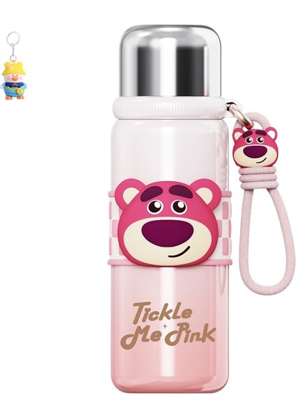 Çilek Ayı Songsong 600ML Termos Bardağı Öğrenci Gıda Sınıfı Süper Sevimli Ofis Karikatür Düz Çocuk Su Bardağı (Yurt Dışından)