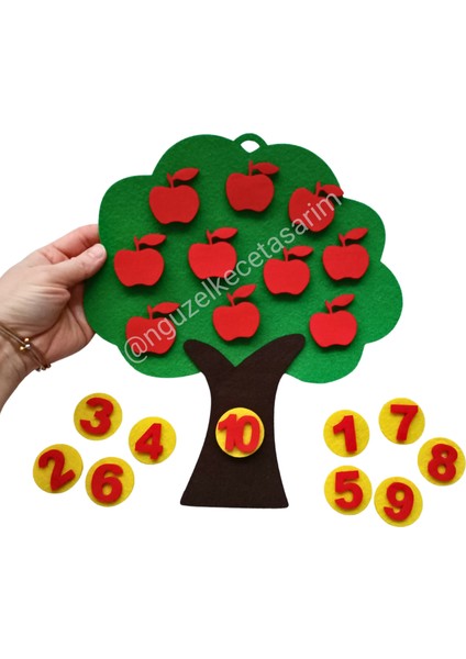 Elma Ağacı Eğlenceli Erken Matematik Sayıları Öğrenme Keçe Panosu
