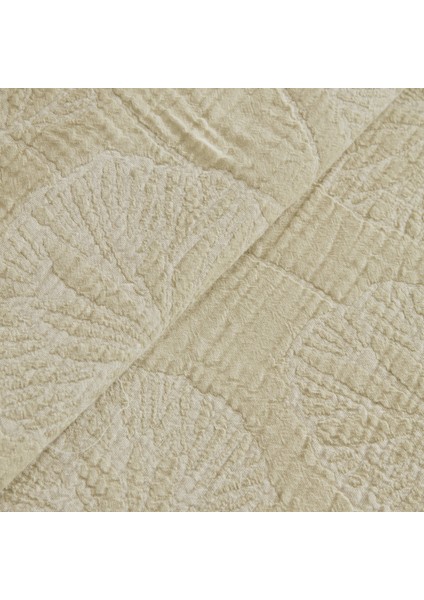 Ginkgo Leaf Müslin Nakışlı Çift Kişilik Pike Takımı Adaçayı fırsatları