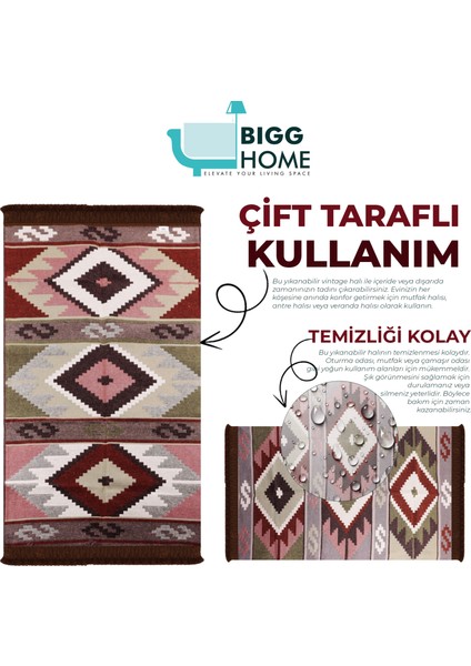 Çift Taraflı Kilim, Makinede Yıkanabilir, Modern Desenli, 80*150 cm , SA1583B indirimleri