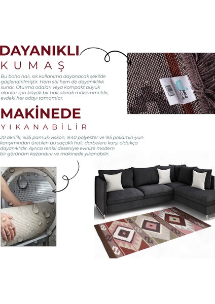 Çift Taraflı Kilim, Makinede Yıkanabilir, Modern Desenli, 80*150 cm , SA1583B