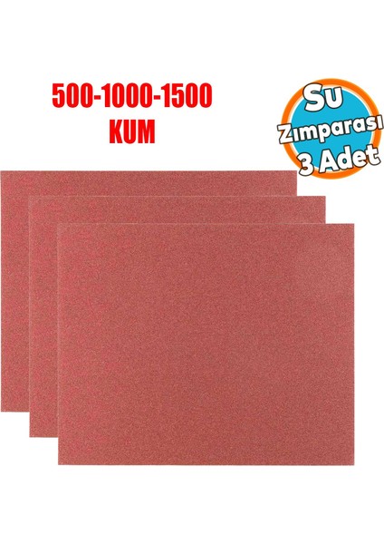 Araç Otomotiv Far Temizleme Parlatma Ince Kalın Su Zımpara Seti Kağıt 500-1000-1500 Kum (3 Adet)