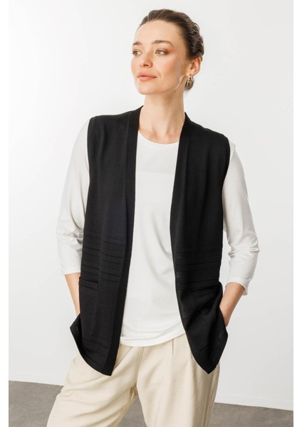 Kadın Cepli Yazlık Triko Yelek Siyah fırsatları