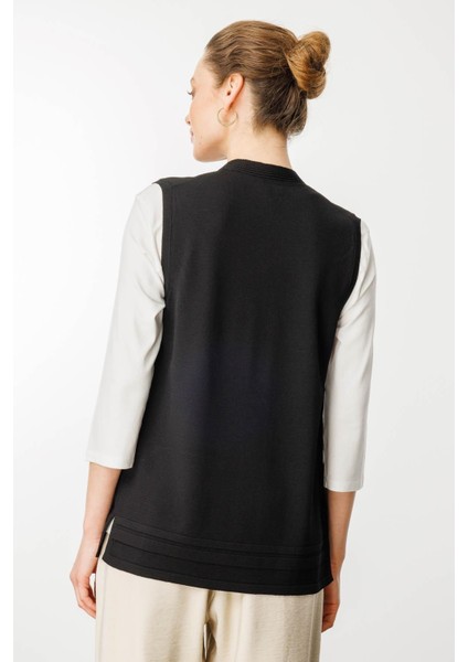 Kadın Cepli Yazlık Triko Yelek Siyah indirimleri