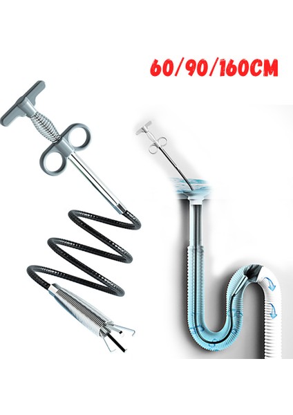 Gri 60CM Tarzı Banyo Mutfak Tıkanıklık Açıcı Yılan Yayı Boru Temizleme Aracı (Yurt Dışından) fiyatları