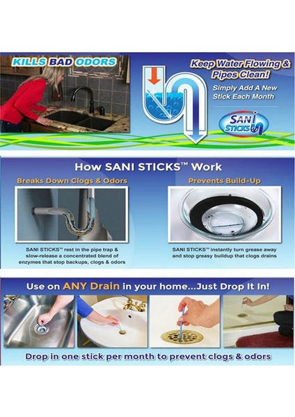 Ev Gideri Boru Temizleme Kokusuz Çubuk Sani Sticks Yağ Arıtma Mutfak Tuvalet Banyo Gider Temizleme Çubuğu (Yurt Dışından) fırsatları