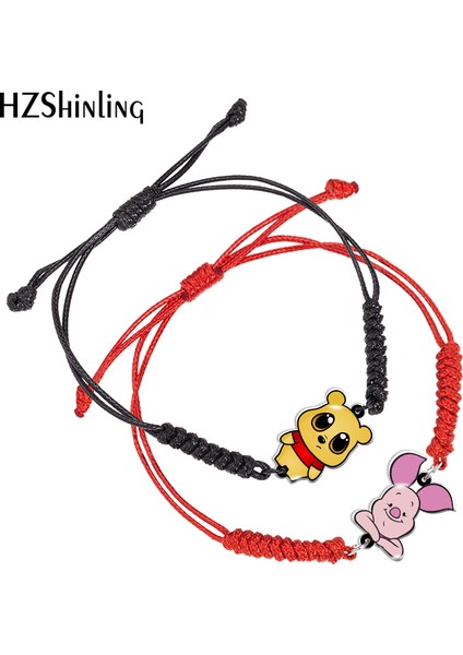 Siyah Stil No.4 Boyutu Disney Çizgi Film Winnie The Pooh Siyah Kırmızı Akrilik Dokuma Bilezik Reçine Epoxy Wrap Bileklik Takı (Yurt Dışından) modelleri
