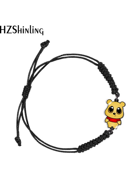 Siyah Stil No.4 Boyutu Disney Çizgi Film Winnie The Pooh Siyah Kırmızı Akrilik Dokuma Bilezik Reçine Epoxy Wrap Bileklik Takı (Yurt Dışından) indirimleri