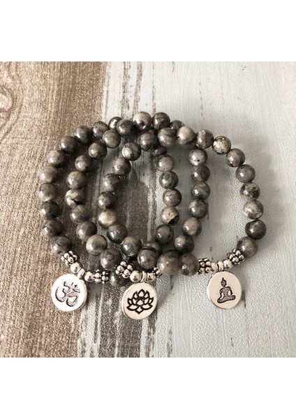 20CM Tarzı Bronz Yoga Erkek Kadın Japa Mala Om Bilezik Lotus Buddha Yoga Şans Bileziği Siyah Labradorit Boncuklu Bilek Boho Yoga Siyah Takı (Yurt Dışından) fiyatları
