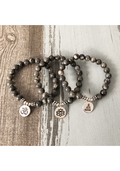 20CM Tarzı Bronz Yoga Erkek Kadın Japa Mala Om Bilezik Lotus Buddha Yoga Şans Bileziği Siyah Labradorit Boncuklu Bilek Boho Yoga Siyah Takı (Yurt Dışından) modelleri