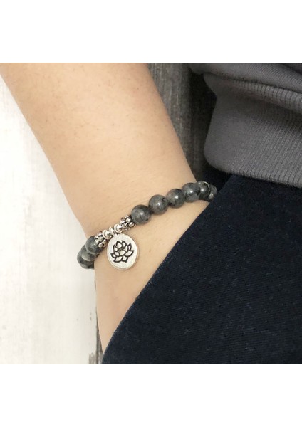 20CM Tarzı Bronz Yoga Erkek Kadın Japa Mala Om Bilezik Lotus Buddha Yoga Şans Bileziği Siyah Labradorit Boncuklu Bilek Boho Yoga Siyah Takı (Yurt Dışından) indirimleri