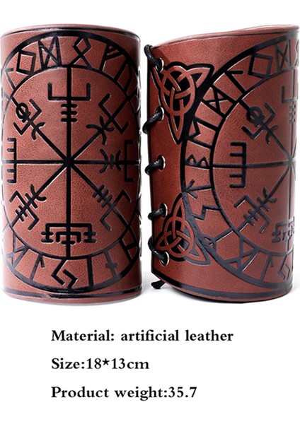 YW018-SIYAH 1 Adet Nordik Viking Odin Pusula Deri Bilezik Erkekler Için Binicilik Koruyucu Donanım Oymalı Geniş Bileklik Punk Takı (Yurt Dışından)