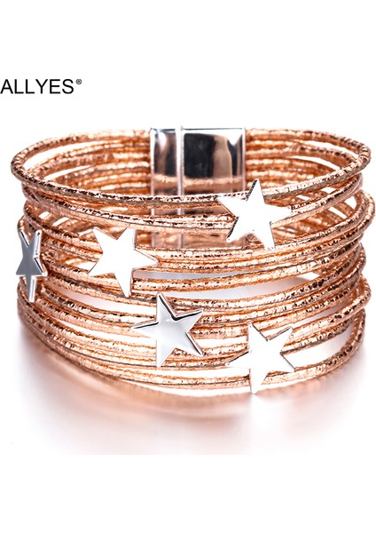 Altın Kadınlar Için Bohem Deri Bilezikler Moda Beşköşe Metal Şans Kolye Boho Çok Katmanlı Sarma Bileklik Femme Takı (Yurt Dışından) fiyatları