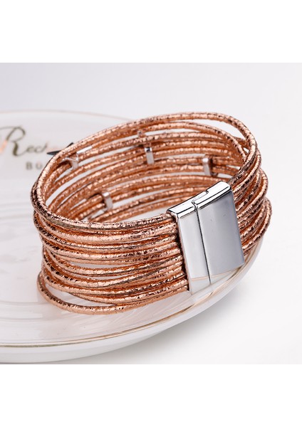 Altın Kadınlar Için Bohem Deri Bilezikler Moda Beşköşe Metal Şans Kolye Boho Çok Katmanlı Sarma Bileklik Femme Takı (Yurt Dışından) fırsatları