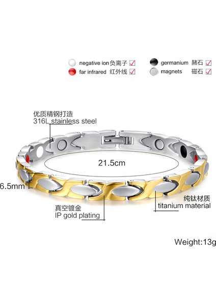 Altın Rengi Tobılo Altın Rengi Titanyum Sağlık Manyetik Bilezik Bilezik Kadın Bayan Kız Arkadaş Çiftler Moda Takı (Yurt Dışından) fiyatları