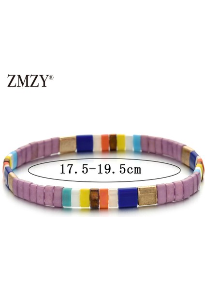 HGSL002-7 Zmzy Kare Kristal Cam Tila Boncuk Bileklik Erkek Takı Arkadaşlar Pulseras Mujer Moda Miyuki Bilezik Kadın Aksesuarları (Yurt Dışından)