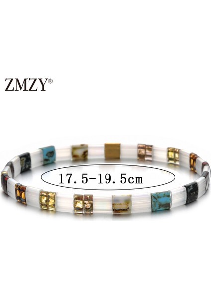 HGSL002-2 Zmzy Kare Kristal Cam Tila Boncuk Bileklik Erkek Takı Arkadaşlar Pulseras Mujer Moda Miyuki Bilezik Kadın Aksesuarları (Yurt Dışından)