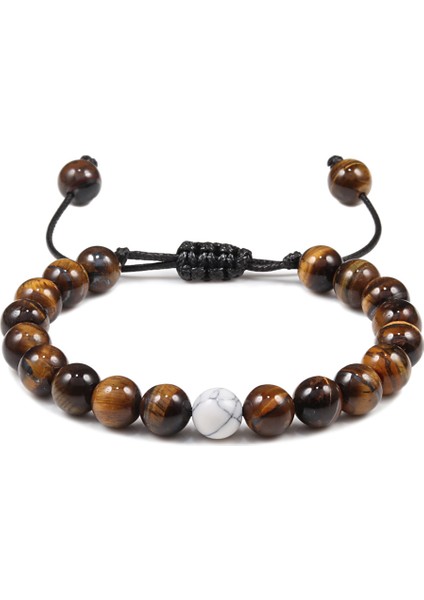 Stil 11 Ayarlanabilir ve Boncuk Bilezik Bilezikler Doğal Kaplan Gözü Taş Bilezikler Erkek Kadın Takı Mesafe Bileklik Ying Yang Hediye (Yurt Dışından)