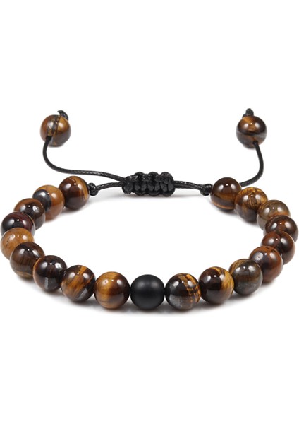 Stil 10 Ayarlanabilir ve Boncuk Bilezik Bilezikler Doğal Kaplan Gözü Taş Bilezikler Erkek Kadın Takı Mesafe Bileklik Ying Yang Hediye (Yurt Dışından)