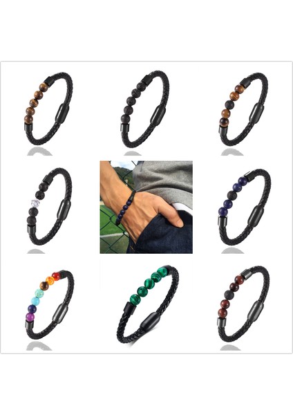 21CM Tarzı Stel-9 Özel Gravürlü Isim Bilekliği Tek Deri Boncuk Bilezik Erkek Kadın Punk Siyah Altın Paslanmaz Çelik Boncuklu Bilezikler (Yurt Dışından) fırsatları