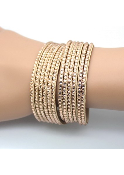 No.14 Boyutu 2021 Yeni Moda Düğün Takı Kristal Deri Bilezikler Erkekler Kadınlar Trendy Mozaik Taşlı Charm Bilezikler (Yurt Dışından)