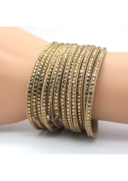 No.14 Boyutu 2021 Yeni Moda Düğün Takı Kristal Deri Bilezikler Erkekler Kadınlar Trendy Mozaik Taşlı Charm Bilezikler (Yurt Dışından)