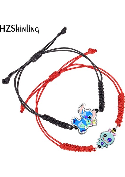 Siyah Stil No.5 Boyutu Disney Karikatür Stitch Siyah Kırmızı Akrilik Dokuma Bilezik Reçine Epoksi Wrap Bilezik Takı (Yurt Dışından) modelleri