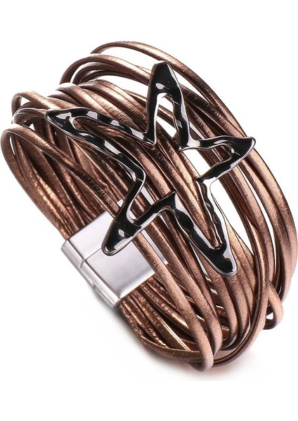 No.17 Boyutu Yeni Çoklu Tür Yıldız Yaprak Geometri Şans Deri Bilezikler Kadınlar Için Moda Geniş Wrap Bilezik Bileklik Pulseira (Yurt Dışından) fırsatları