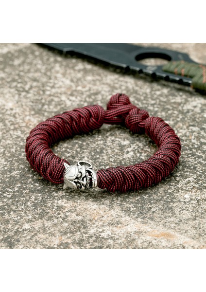 Kırmızı Basit Retro Noh Mask Bileklik Erkek Amulet Japon Hannya Halat Bileklik Ayarlanabilir El Yapımı Paracord Ipi Kampçılık Takı (Yurt Dışından)