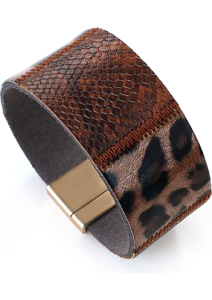 No.9 Boyutu Flashbuy Punk Leopar Deri Bilezikler Kadınlar Için Moda Yılan Derisi Desen Geniş Sarım Bilezikler Parti Takı Hediye Sıcak Satış (Yurt Dışından)