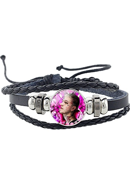 LP122 Jweıjıao Lil Peep Hellboy Life Is Beautiful Bileklik Siyah Deri Bileklik 18MM Yuvarlak Metal Basma Düğme Kadın Erkek Takı LP122 (Yurt Dışından)