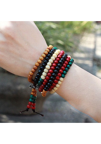 H0060 Ettyle 216 Boncuklu 6mm Doğal Renkli Sandal Ağacı Budist Meditasyon Boncuk Bileklik Sandal Ağacı Tesbih Bayan Bileklik (Yurt Dışından)