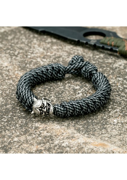 Gri Basit Retro Noh Mask Bileklik Erkek Amulet Japon Hannya Halat Bileklik Ayarlanabilir El Yapımı Paracord Ipi Kampçılık Takı (Yurt Dışından)