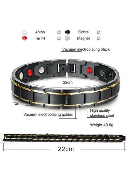 Stil1 Titanyum Çelik Manyetik Terapi Bileklikleri - Iyileştirici Güçlü Manyetik Enerji Bileklik - Enerji Akışını Arttırıcı Manyetik Bileklik (Yurt Dışından) modelleri