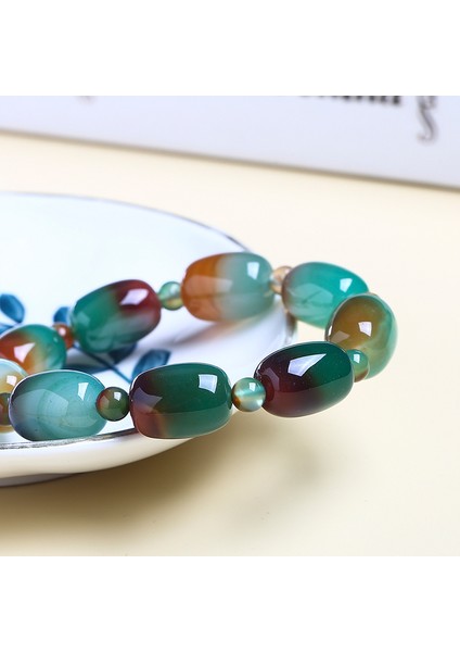 10 mm Tarzı Yeşil Akik Yeşil Tavus Kuşu Agat Davul Şeklinde Bilezik Doğal Taş Varil Boncuk Bilezik Aksesuarı Için Takı (Yurt Dışından) modelleri