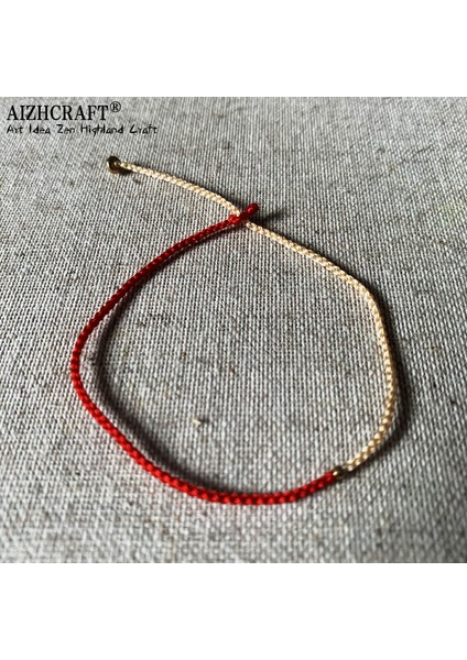 24-26CM Tarzı Kırmızı ve Buff Aızhcraft Estetik Tibet El Yapımı Ince Örme Halat Bilezik Kadın Erkek Sevgi Şans Düğün Takı Himalaya Hediye Boho (Yurt Dışından)