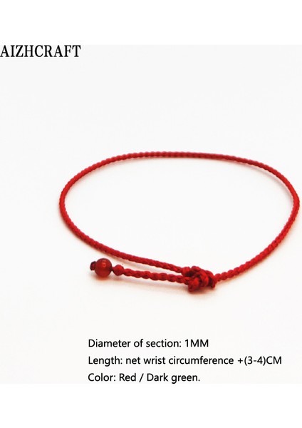 24-26CM Tarzı Pas Kırmızısı Aızhcraft Estetik Tibet El Yapımı Ince Kırmızı Ip Bileklik Kadın Erkek Aşk Şans Düğün Takı Himalaya Hediye (Yurt Dışından)