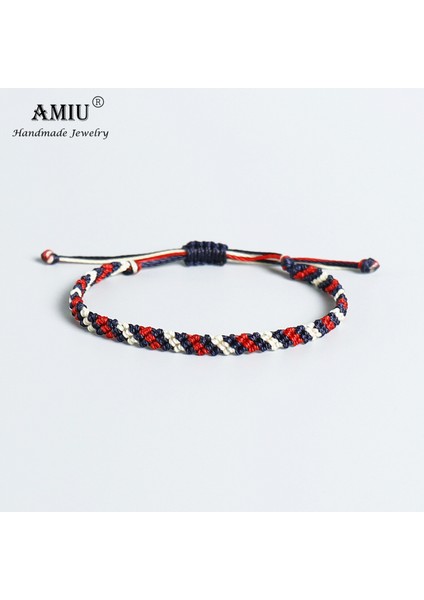 No.5 Boyutu Amıu El Yapımı Yüksek Su Geçirmez Mum Ipi Şans Bileklikleri ve Bilezikler Kadınlar ve Erkekler Için Mum Ipi Makrome Bilezikler (Yurt Dışından)