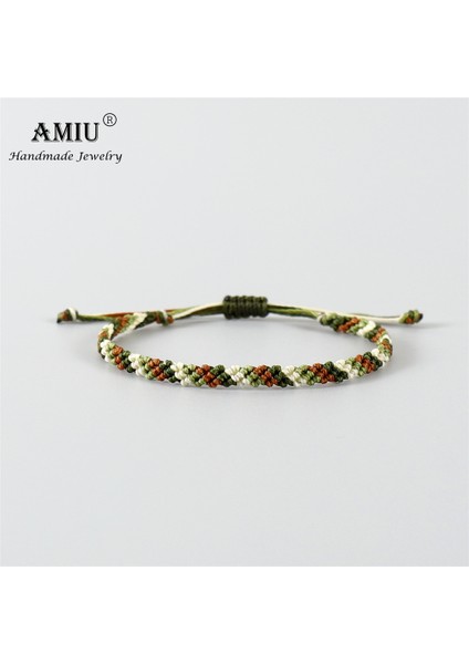 No.8 Boyutu Amıu El Yapımı Yüksek Su Geçirmez Mum Ipi Şans Bileklikleri ve Bilezikler Kadınlar ve Erkekler Için Mum Ipi Makrome Bilezikler (Yurt Dışından)