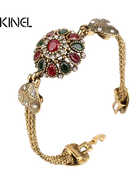 Çoklu Stil Altın Rengi Kadınlar Için Kinel Türkiye Bilezik Tibet Alaşımı Kırmızı Reçine Altın Renkli Bilezik Retro Bohem Tarzı Roma Kraliyet Takı (Yurt Dışından)