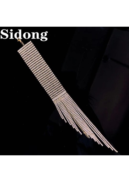 Altın Rengi Kadınlar Için Düğün Takıları Kristal Bildiri Bilezik Gelincik El Takıları Uzun Püskül Taşlı Bilezik (Yurt Dışından)