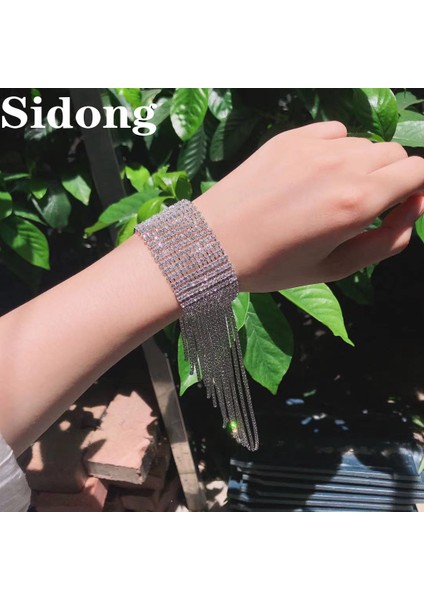 Altın Rengi Kadınlar Için Düğün Takıları Kristal Bildiri Bilezik Gelincik El Takıları Uzun Püskül Taşlı Bilezik (Yurt Dışından) indirimleri