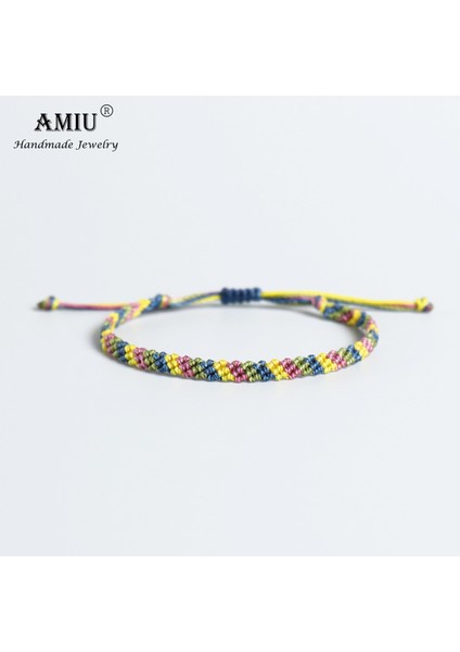 No.6 Boyutu Amıu El Yapımı Yüksek Su Geçirmez Mum Ipi Şans Bileklikleri ve Bilezikler Kadınlar ve Erkekler Için Mum Ipi Makrome Bilezikler (Yurt Dışından)